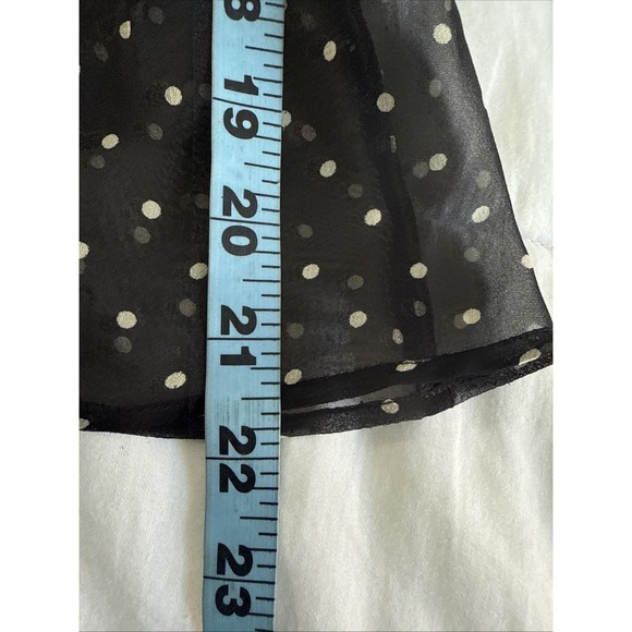 Vtg Lux Top Womens S Black Silk Polka Dot Sheer Bow Tie Romantic Coquette Retro - Picture 10 of 12
